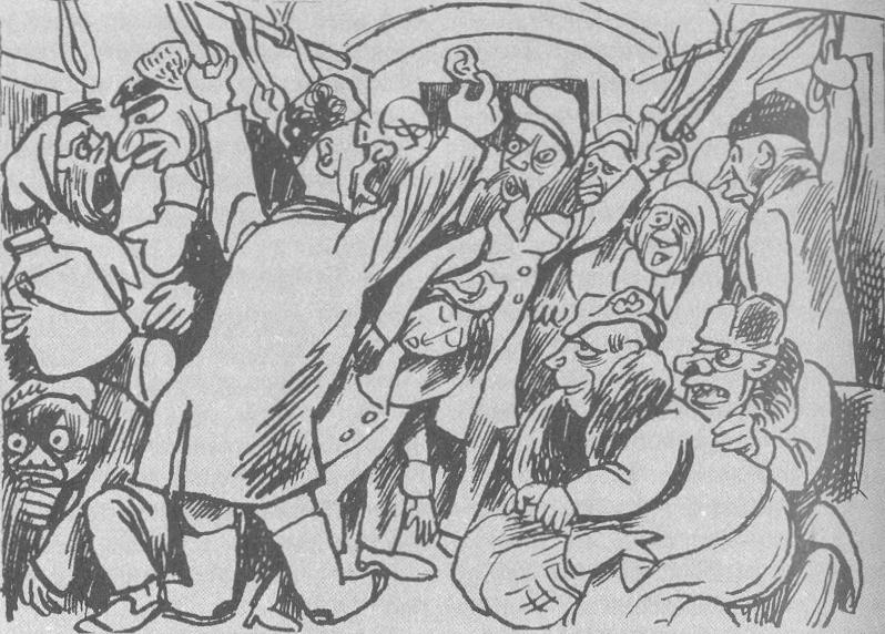 Карикатура Алексея Радакова «Страшный сон москвича», 1934