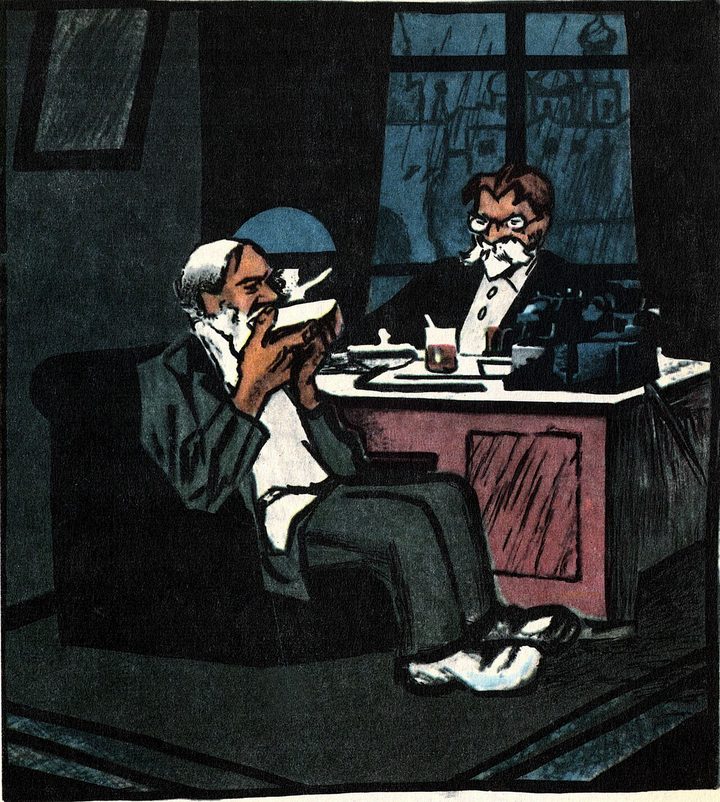 Карикатура Ивана Малютина «Хорь и Калиныч», 1925