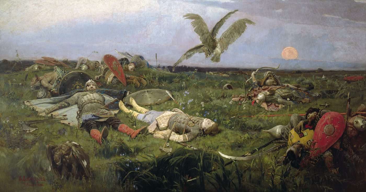 Виктор Васнецов. «После побоища Игоря Святославича с половцами», 1880. Государственная Третьяковская галерея. Художественный образ, созданный через столетия после похода.
